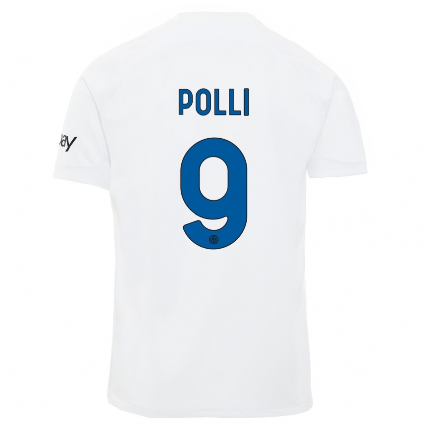 Niño Fútbol Camiseta Elisa Polli #9 Blanco 2ª Equipación 2023/24 Perú