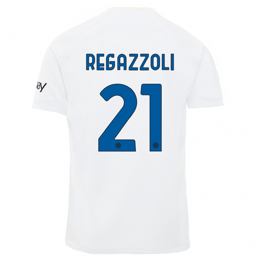 Niño Fútbol Camiseta Alice Regazzoli #21 Blanco 2ª Equipación 2023/24 Perú