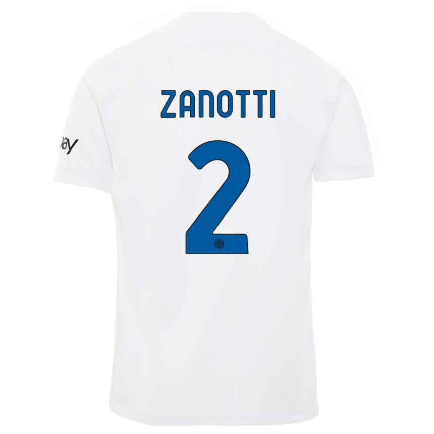 Niño Fútbol Camiseta Mattia Zanotti #2 Blanco 2ª Equipación 2023/24 Perú