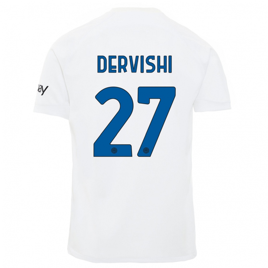 Niño Fútbol Camiseta Kristian Dervishi #27 Blanco 2ª Equipación 2023/24 Perú