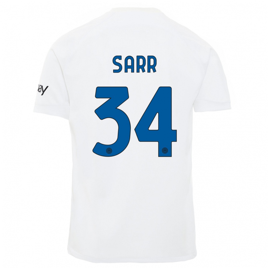 Niño Fútbol Camiseta Amadou Sarr #34 Blanco 2ª Equipación 2023/24 Perú