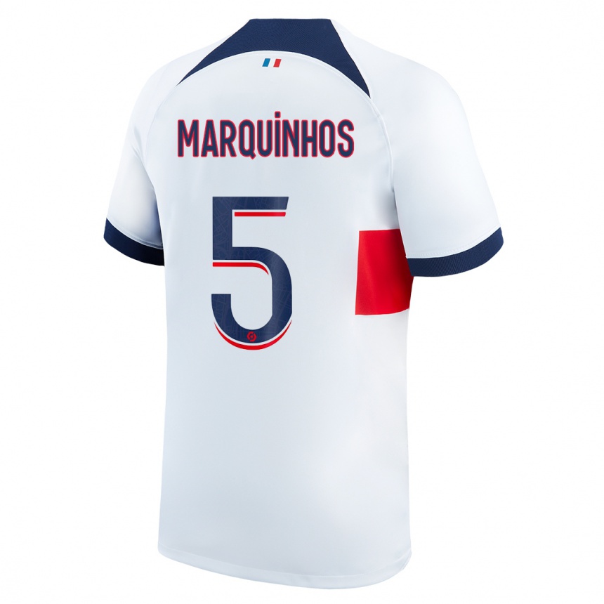 Niño Fútbol Camiseta Marquinhos #5 Blanco 2ª Equipación 2023/24 Perú