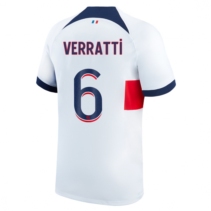 Niño Fútbol Camiseta Marco Verratti #6 Blanco 2ª Equipación 2023/24 Perú