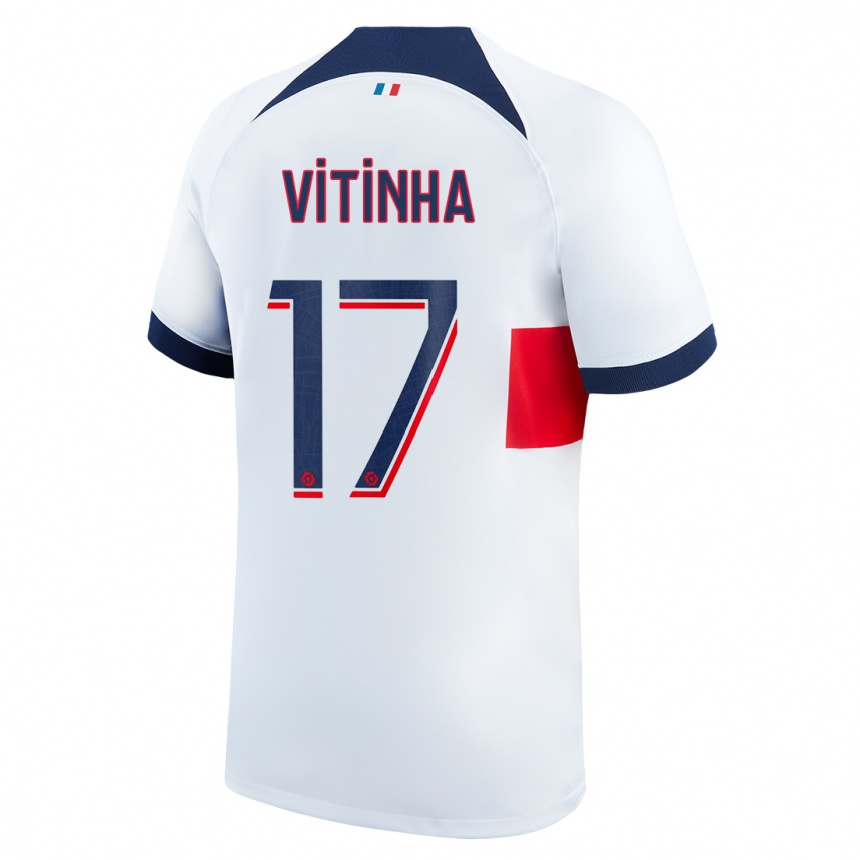 Niño Fútbol Camiseta Vitinha #17 Blanco 2ª Equipación 2023/24 Perú