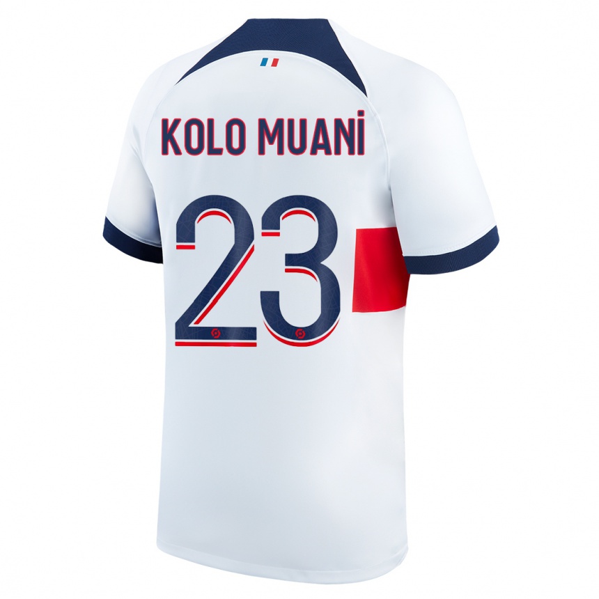 Niño Fútbol Camiseta Randal Kolo Muani #23 Blanco 2ª Equipación 2023/24 Perú