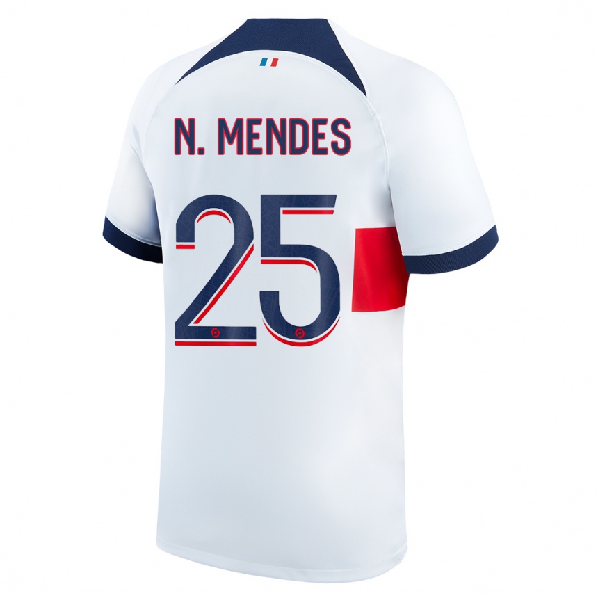 Niño Fútbol Camiseta Nuno Mendes #25 Blanco 2ª Equipación 2023/24 Perú