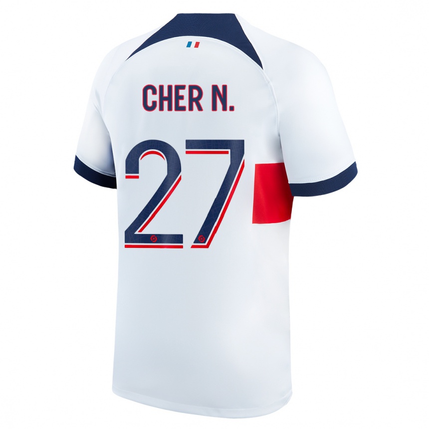 Niño Fútbol Camiseta Cher Ndour #27 Blanco 2ª Equipación 2023/24 Perú