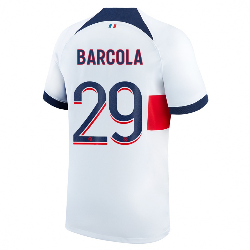 Niño Fútbol Camiseta Bradley Barcola #29 Blanco 2ª Equipación 2023/24 Perú