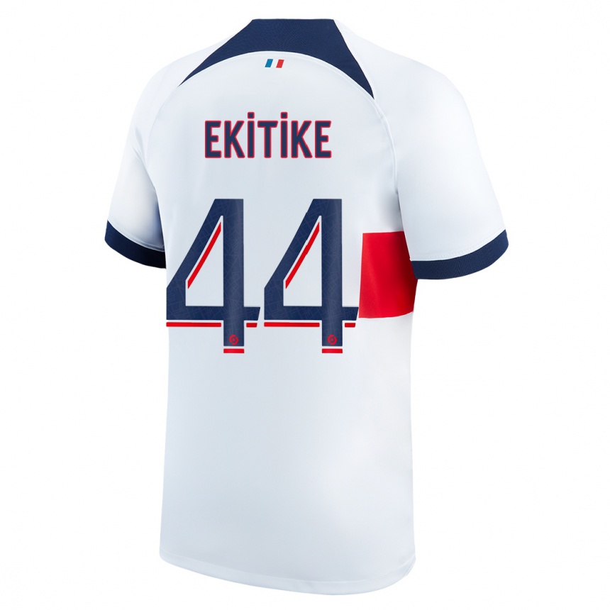 Niño Fútbol Camiseta Hugo Ekitike #44 Blanco 2ª Equipación 2023/24 Perú