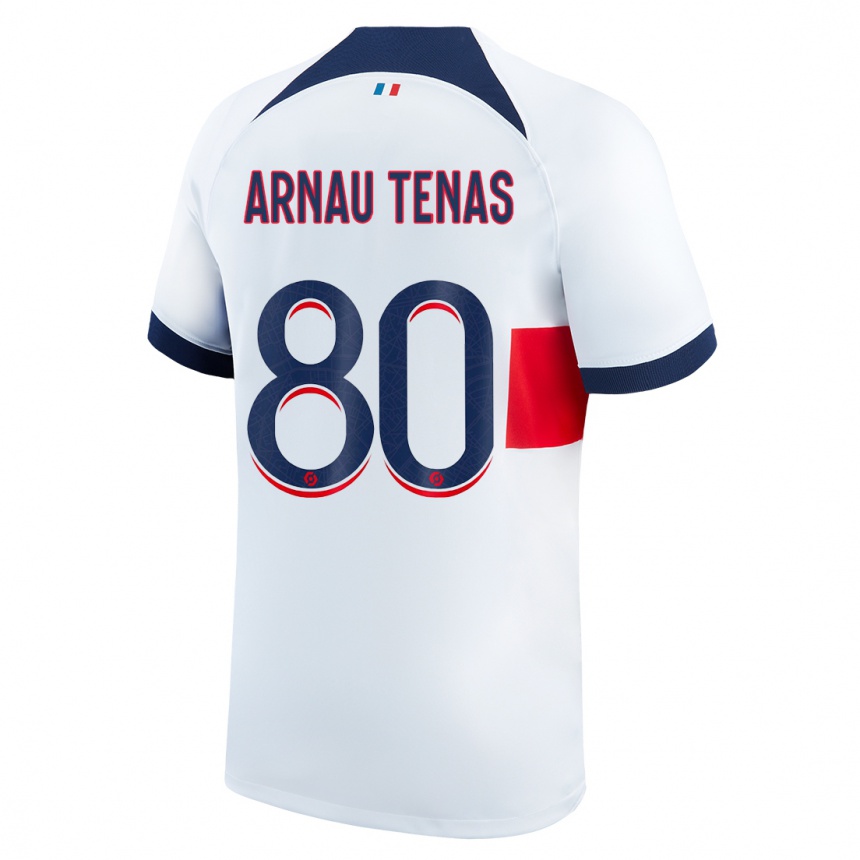 Niño Fútbol Camiseta Arnau Tenas #80 Blanco 2ª Equipación 2023/24 Perú