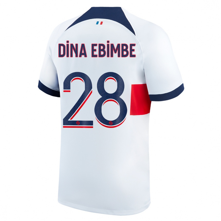 Niño Fútbol Camiseta Eric Junior Dina Ebimbe #28 Blanco 2ª Equipación 2023/24 Perú