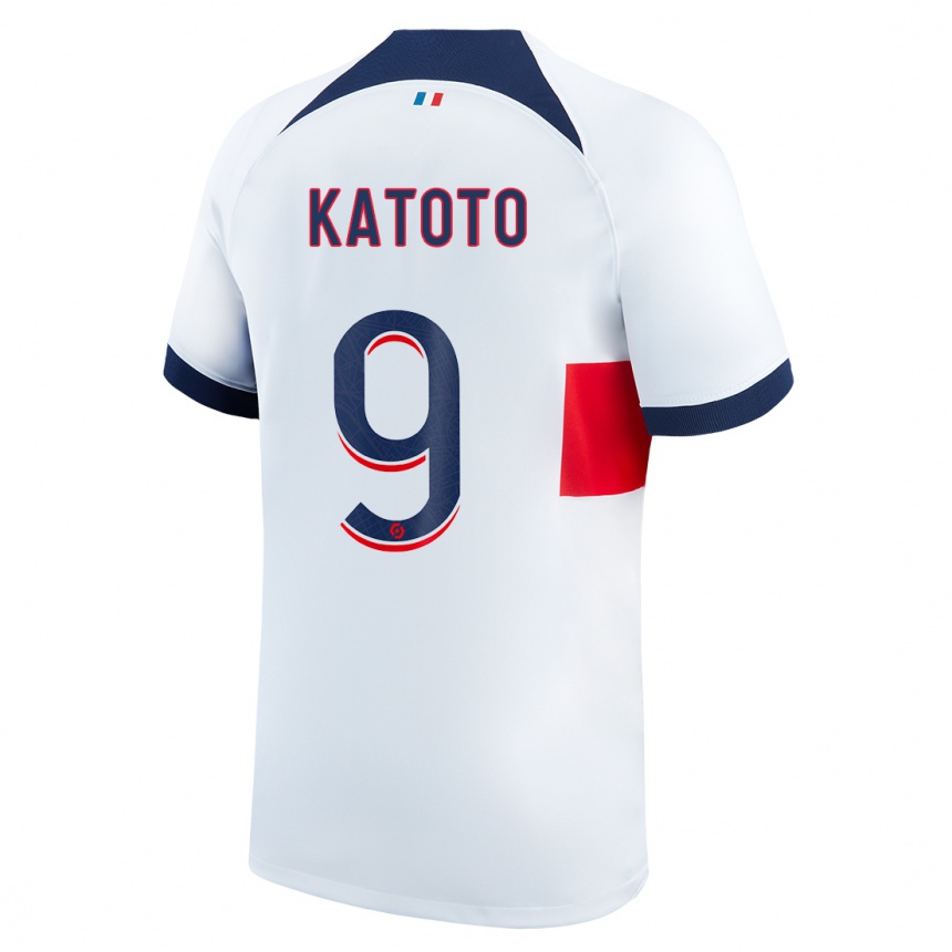 Niño Fútbol Camiseta Marie-Antoinette Katoto #9 Blanco 2ª Equipación 2023/24 Perú