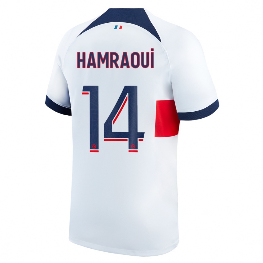 Niño Fútbol Camiseta Kheira Hamraoui #14 Blanco 2ª Equipación 2023/24 Perú