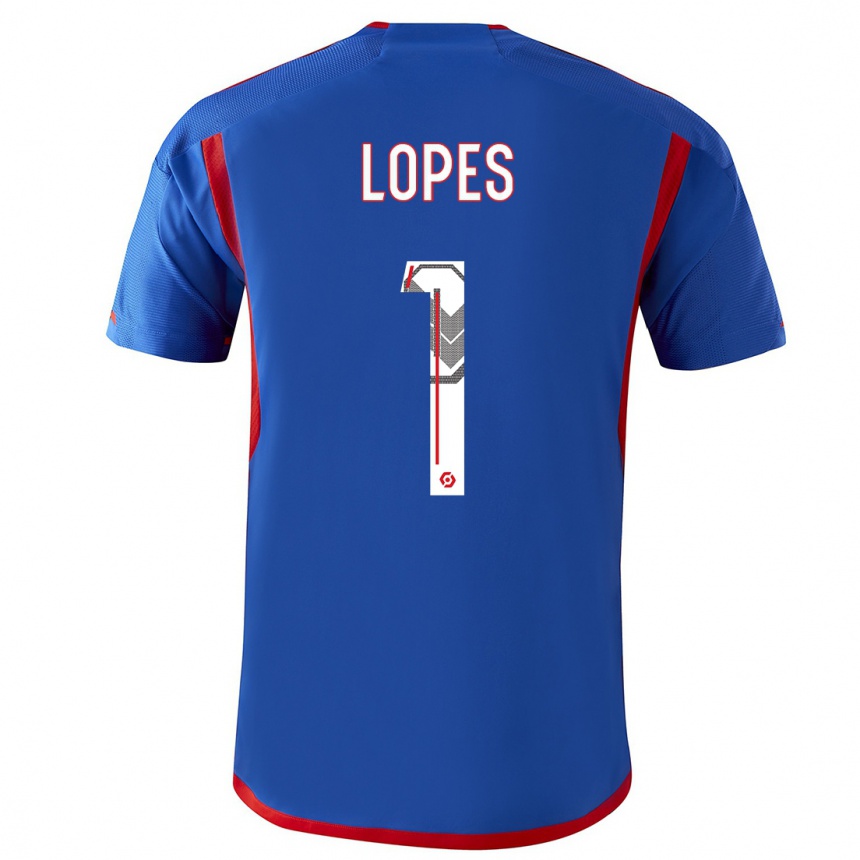 Niño Fútbol Camiseta Anthony Lopes #1 Azul Rojo 2ª Equipación 2023/24 Perú