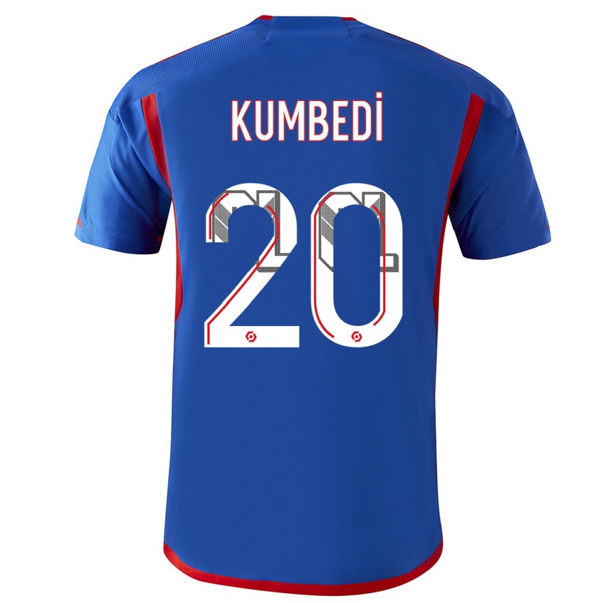 Niño Fútbol Camiseta Saël Kumbedi #20 Azul Rojo 2ª Equipación 2023/24 Perú