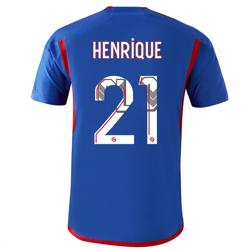 Niño Fútbol Camiseta Henrique #21 Azul Rojo 2ª Equipación 2023/24 Perú