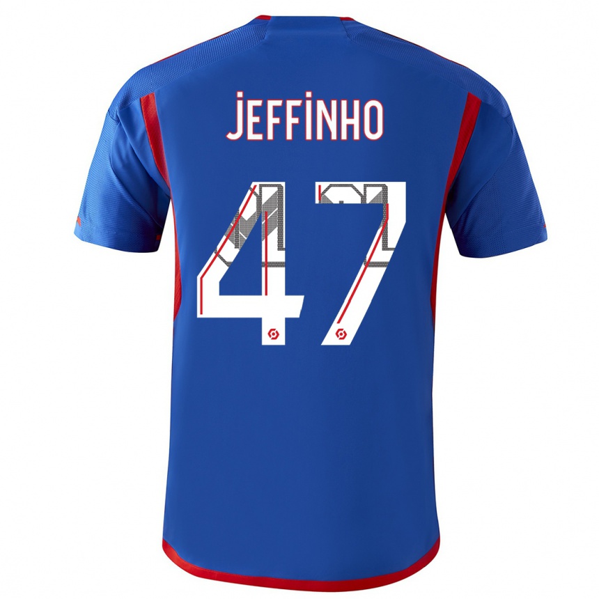 Niño Fútbol Camiseta Jeffinho #47 Azul Rojo 2ª Equipación 2023/24 Perú