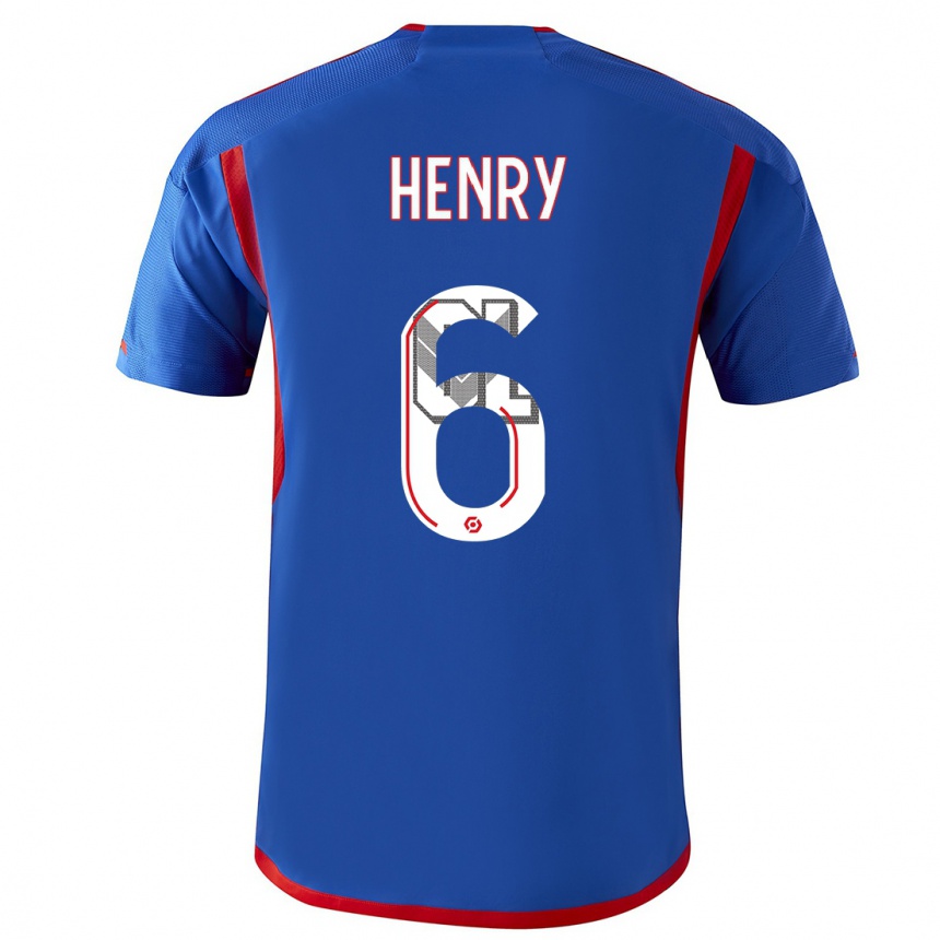 Niño Fútbol Camiseta Amandine Henry #6 Azul Rojo 2ª Equipación 2023/24 Perú