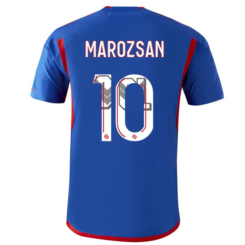 Niño Fútbol Camiseta Dzsenifer Marozsan #10 Azul Rojo 2ª Equipación 2023/24 Perú