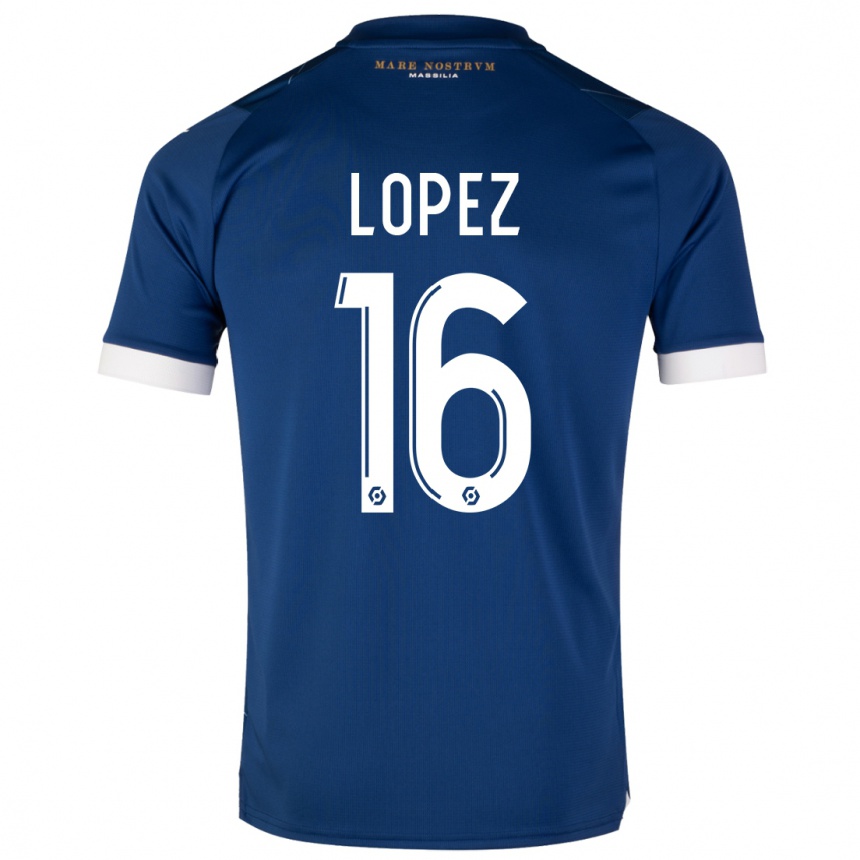 Niño Fútbol Camiseta Pau Lopez #16 Azul Oscuro 2ª Equipación 2023/24 Perú