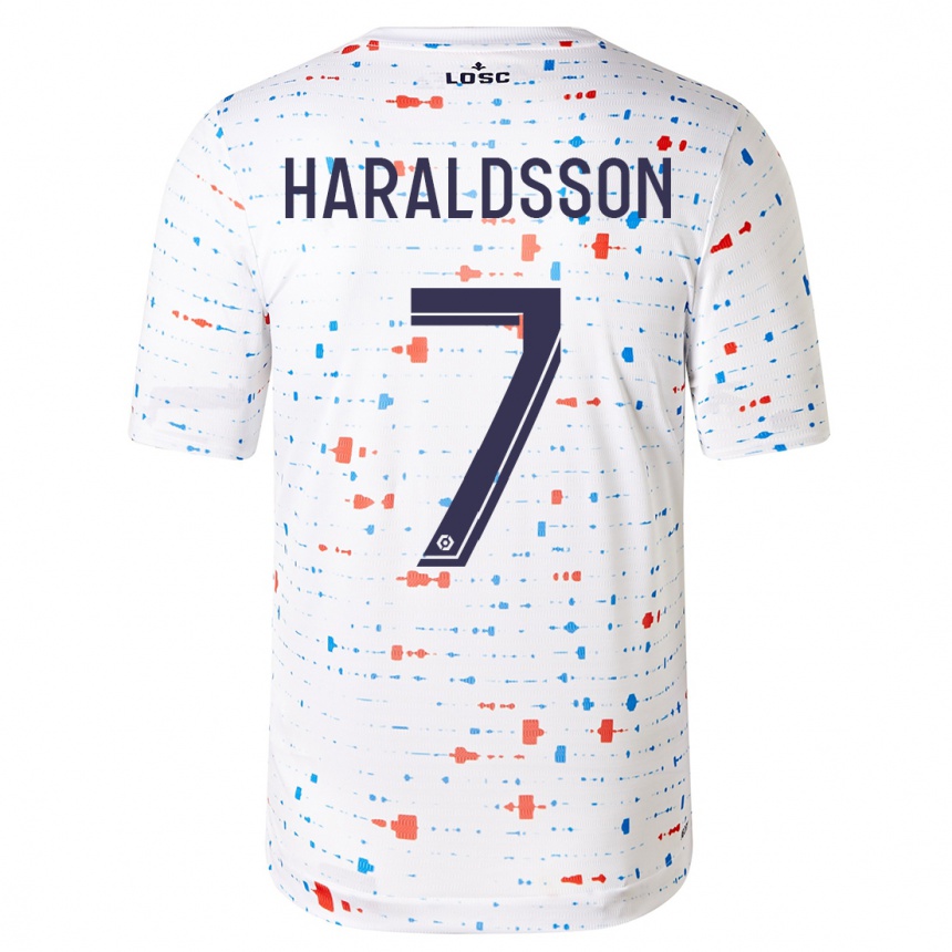 Niño Fútbol Camiseta Hákon Arnar Haraldsson #7 Blanco 2ª Equipación 2023/24 Perú