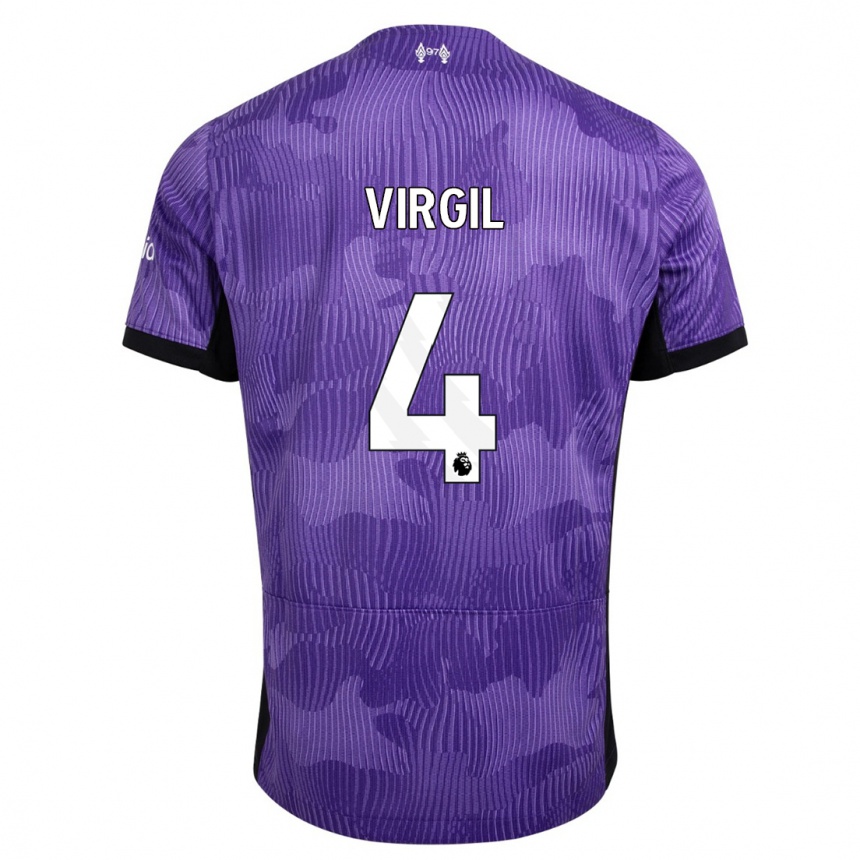 Niño Fútbol Camiseta Virgil Van Dijk #4 Púrpura Equipación Tercera 2023/24 Perú