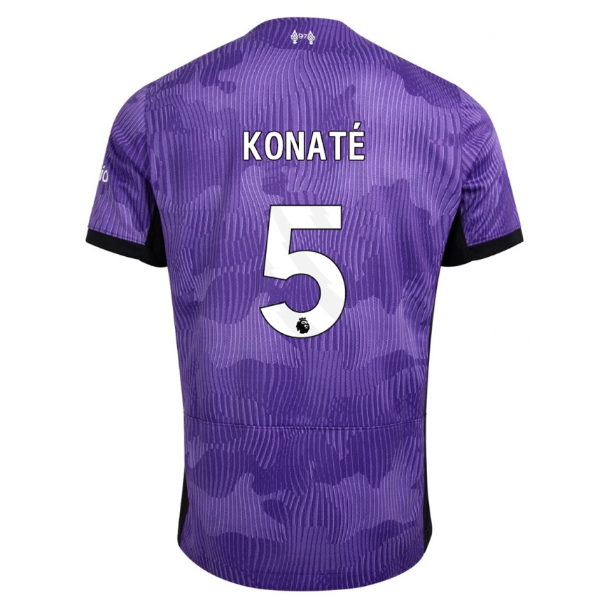 Niño Fútbol Camiseta Ibrahima Konate #5 Púrpura Equipación Tercera 2023/24 Perú