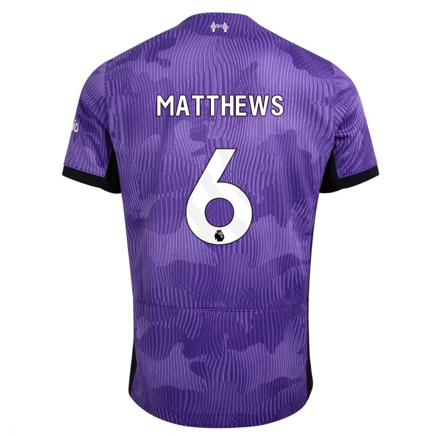 Niño Fútbol Camiseta Jasmine Matthews #6 Púrpura Equipación Tercera 2023/24 Perú