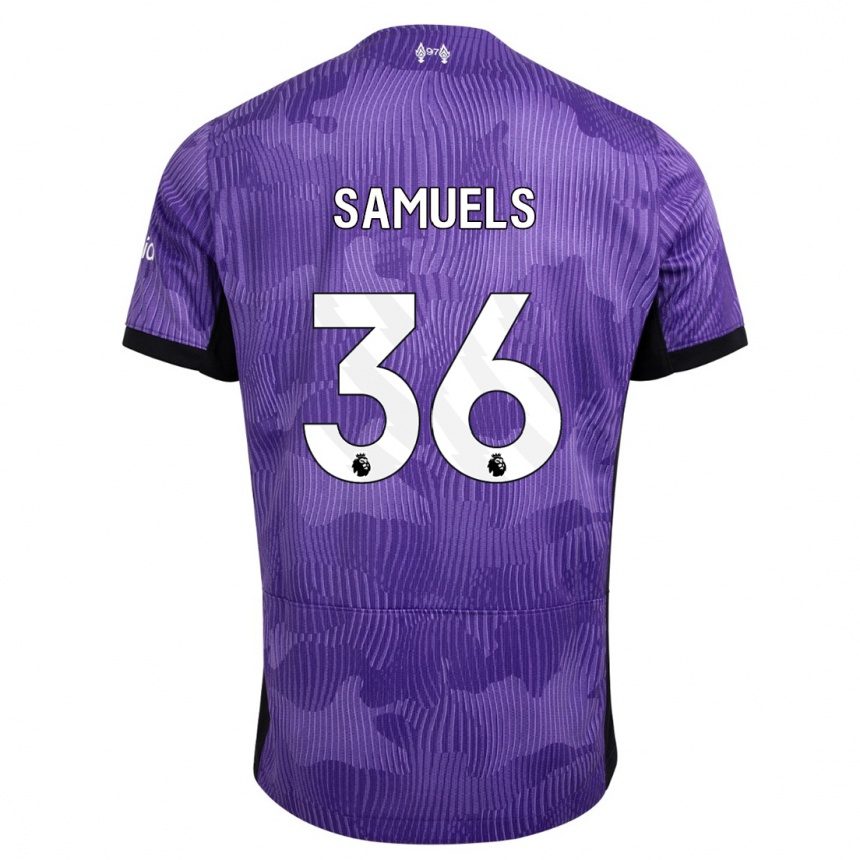 Niño Fútbol Camiseta Kerron Samuels #36 Púrpura Equipación Tercera 2023/24 Perú