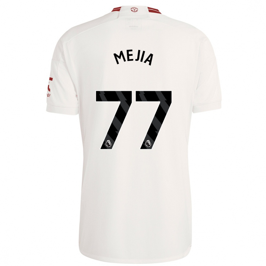 Niño Fútbol Camiseta Mateo Mejia #77 Blanco Equipación Tercera 2023/24 Perú