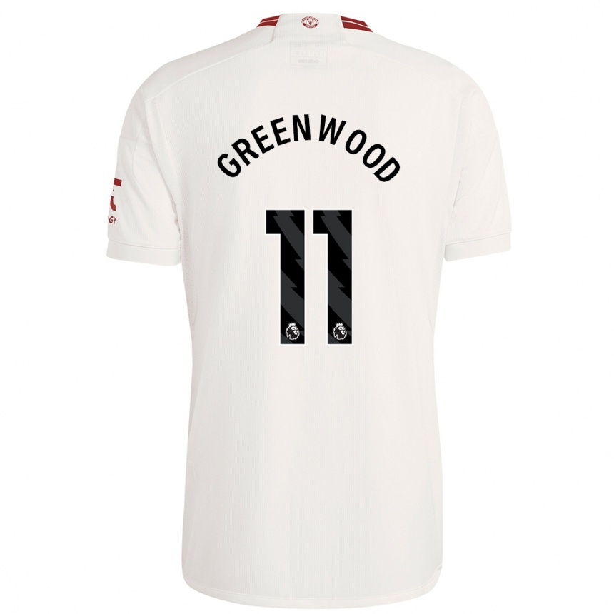 Niño Fútbol Camiseta Mason Greenwood #11 Blanco Equipación Tercera 2023/24 Perú