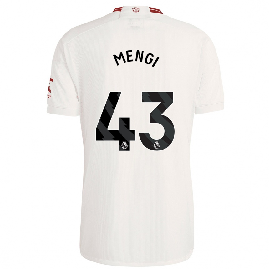 Niño Fútbol Camiseta Teden Mengi #43 Blanco Equipación Tercera 2023/24 Perú