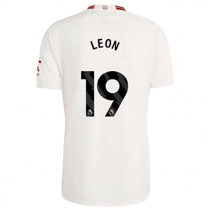 Niño Fútbol Camiseta Adriana Leon #19 Blanco Equipación Tercera 2023/24 Perú