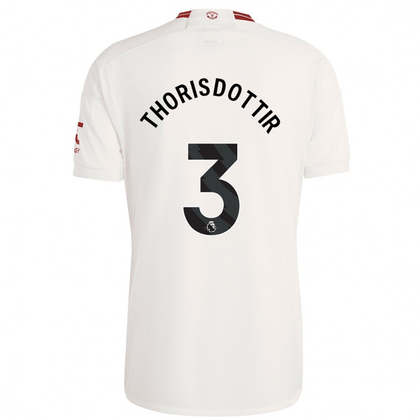 Niño Fútbol Camiseta Maria Thorisdottir #3 Blanco Equipación Tercera 2023/24 Perú