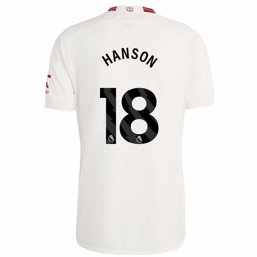 Niño Fútbol Camiseta Kirsty Hanson #18 Blanco Equipación Tercera 2023/24 Perú