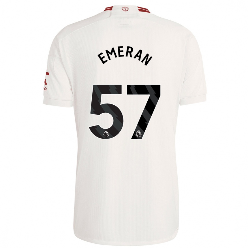 Niño Fútbol Camiseta Noam Emeran #57 Blanco Equipación Tercera 2023/24 Perú