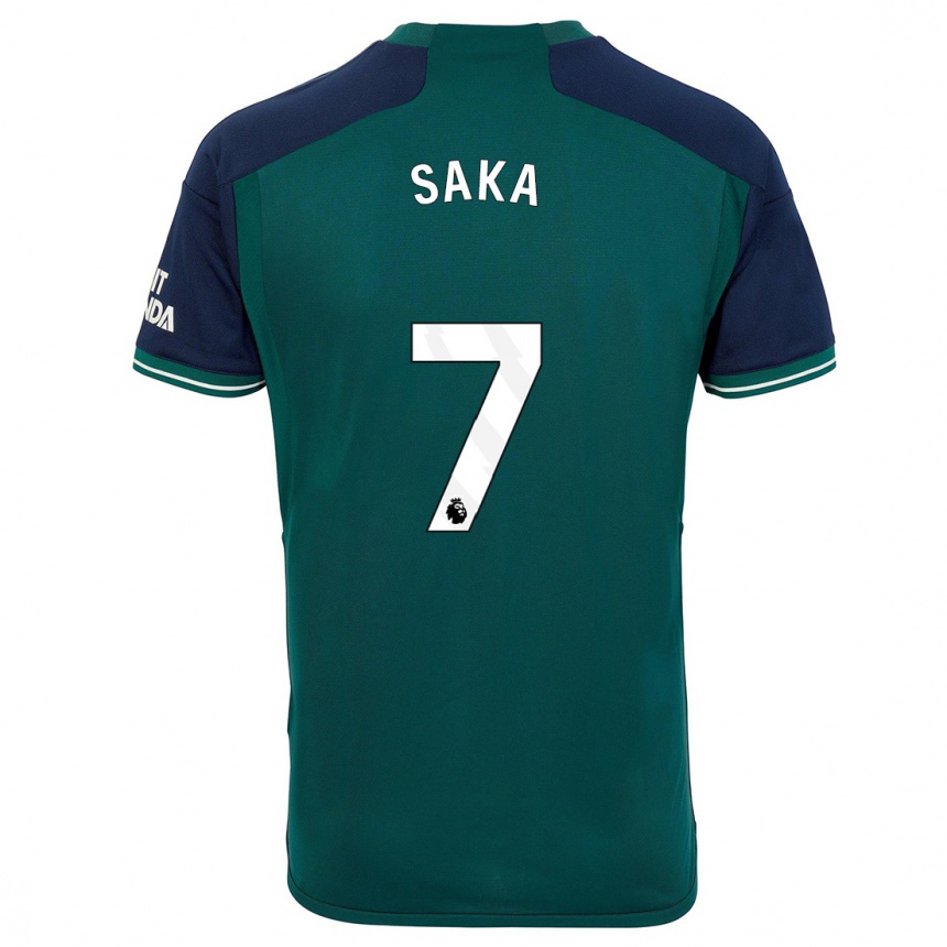 Niño Fútbol Camiseta Bukayo Saka #7 Verde Equipación Tercera 2023/24 Perú