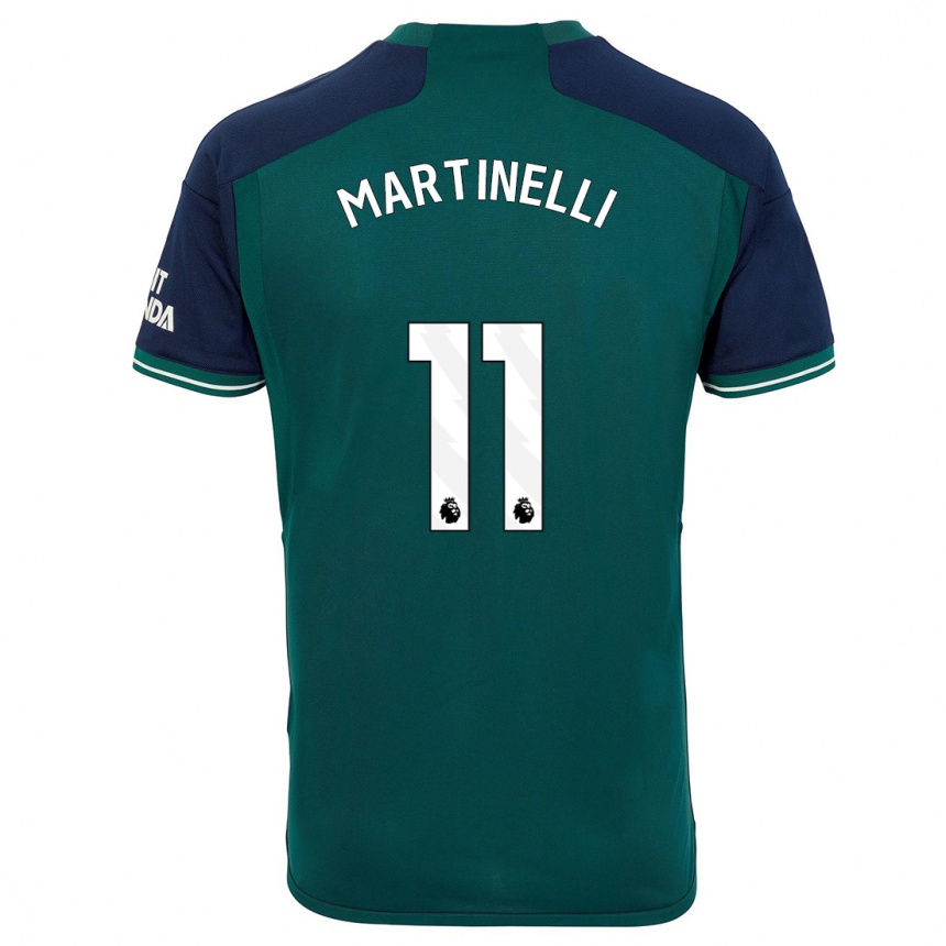 Niño Fútbol Camiseta Gabriel Martinelli #11 Verde Equipación Tercera 2023/24 Perú