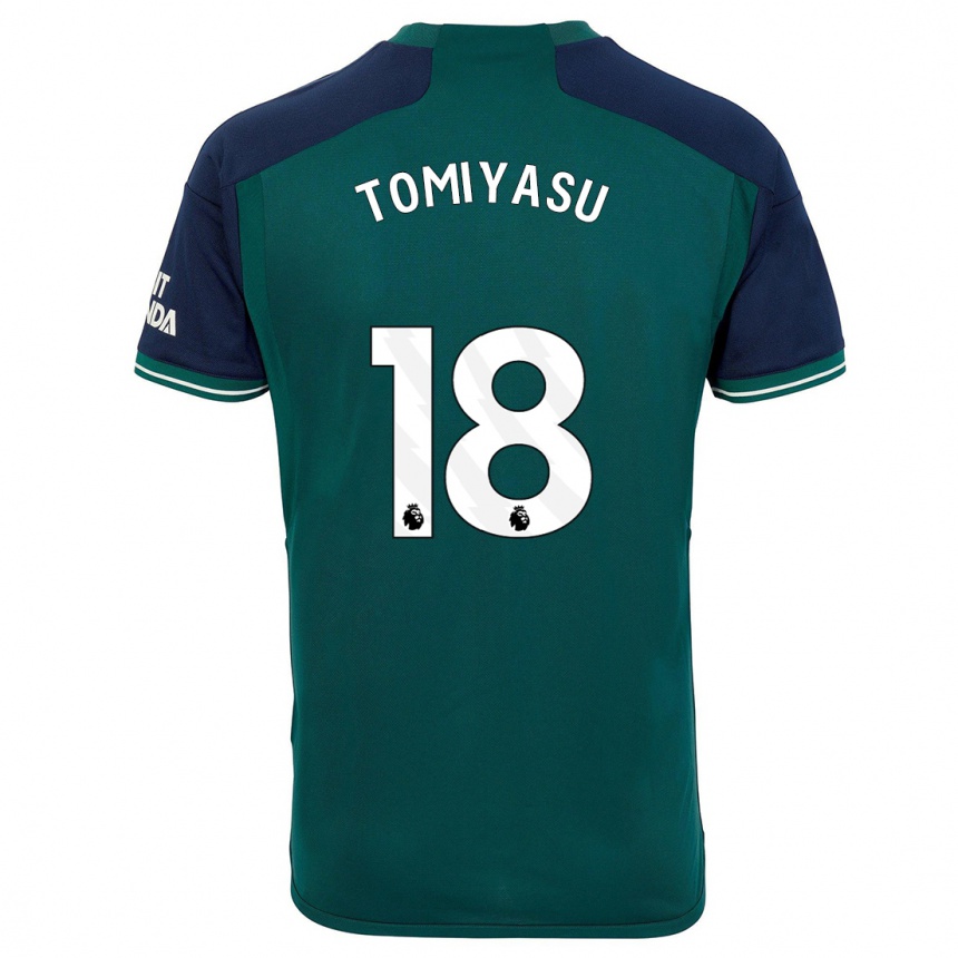 Niño Fútbol Camiseta Takehiro Tomiyasu #18 Verde Equipación Tercera 2023/24 Perú