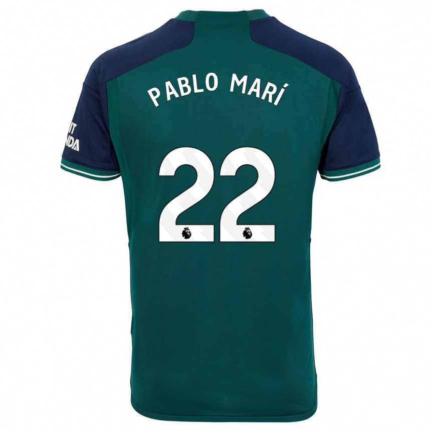 Niño Fútbol Camiseta Pablo Mari #22 Verde Equipación Tercera 2023/24 Perú