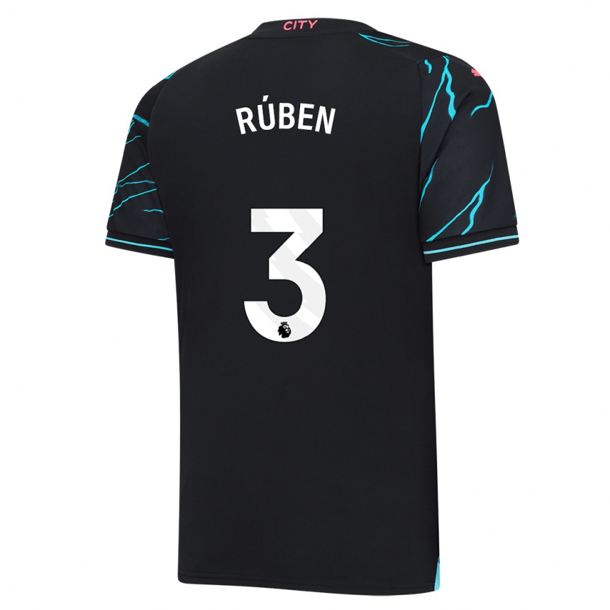 Niño Fútbol Camiseta Ruben Dias #3 Azul Oscuro Equipación Tercera 2023/24 Perú