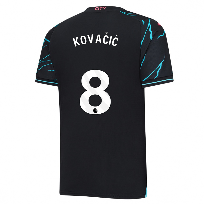 Niño Fútbol Camiseta Mateo Kovacic #8 Azul Oscuro Equipación Tercera 2023/24 Perú