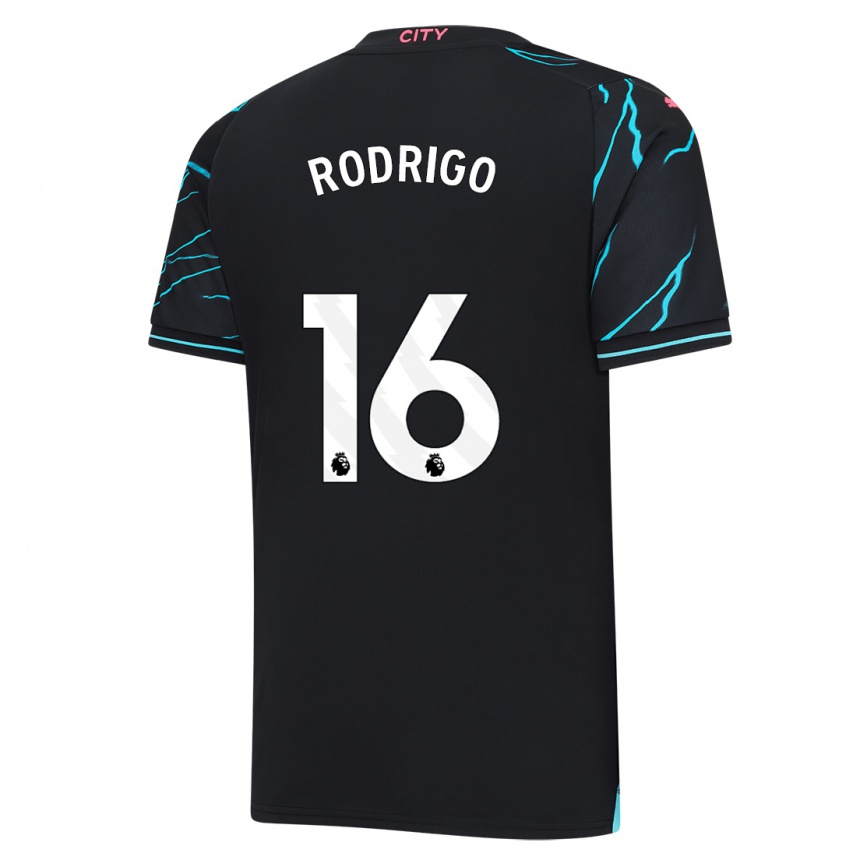 Niño Fútbol Camiseta Rodrigo Hernandez #16 Azul Oscuro Equipación Tercera 2023/24 Perú