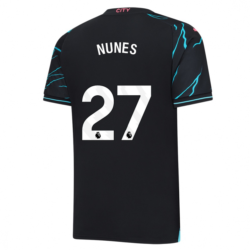 Niño Fútbol Camiseta Matheus Nunes #27 Azul Oscuro Equipación Tercera 2023/24 Perú