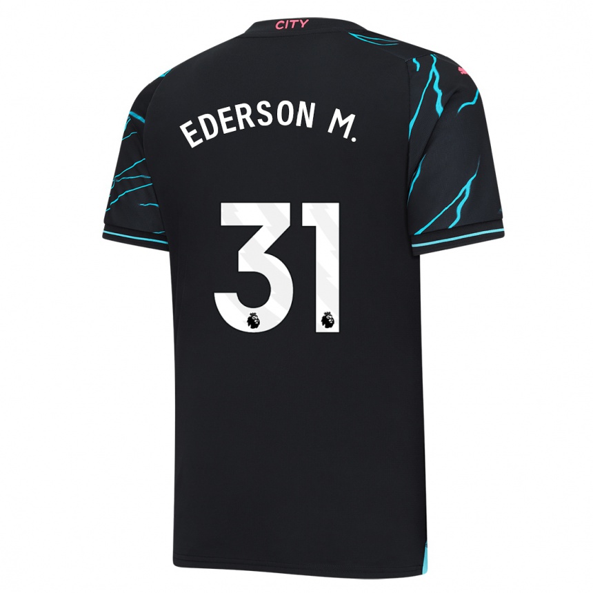 Niño Fútbol Camiseta Ederson Moraes #31 Azul Oscuro Equipación Tercera 2023/24 Perú