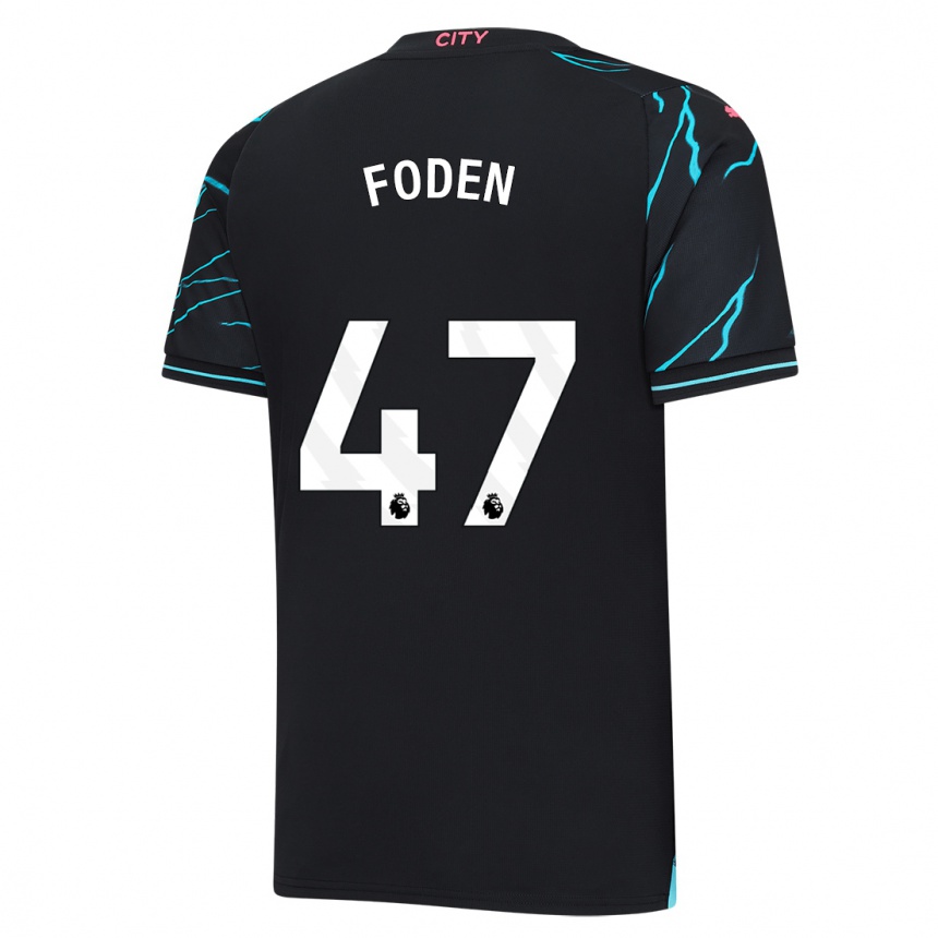 Niño Fútbol Camiseta Phil Foden #47 Azul Oscuro Equipación Tercera 2023/24 Perú