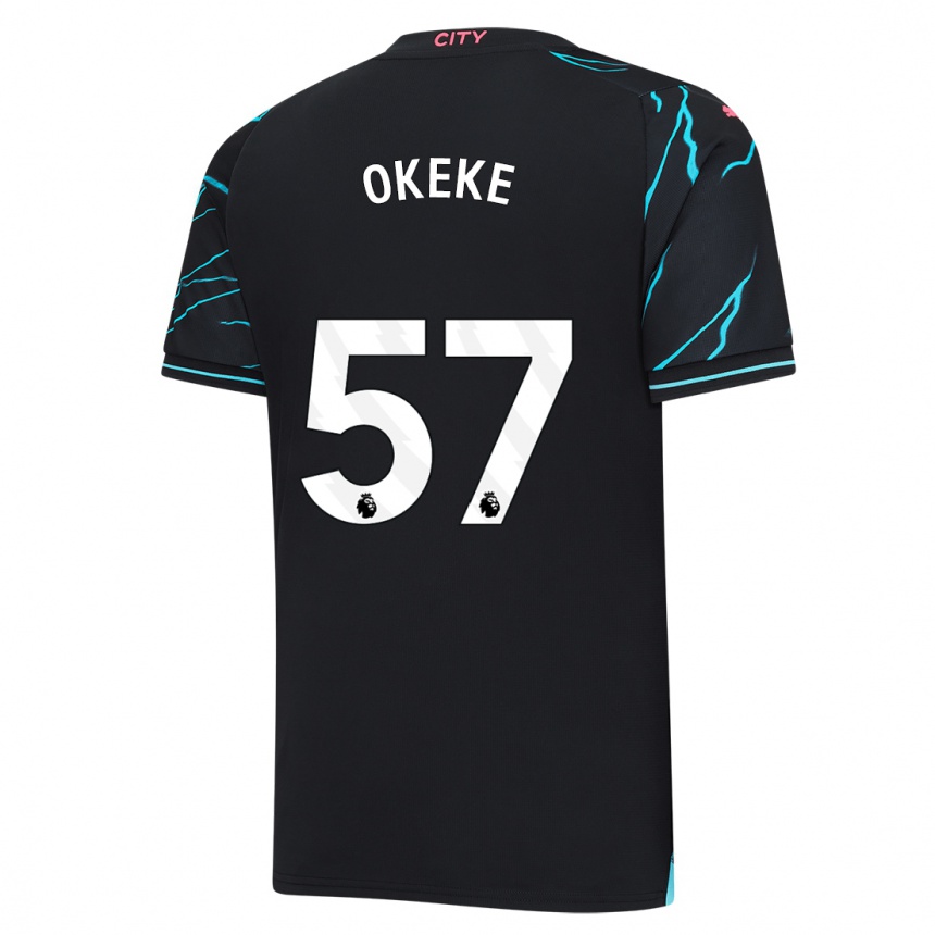 Niño Fútbol Camiseta Michael Okeke #57 Azul Oscuro Equipación Tercera 2023/24 Perú