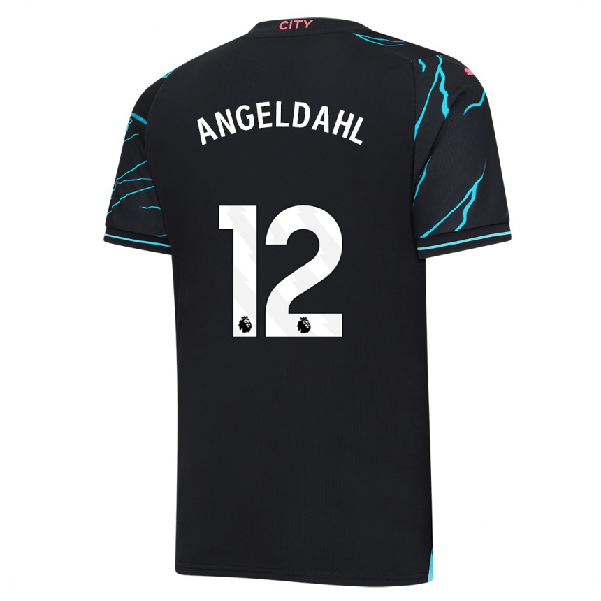 Niño Fútbol Camiseta Filippa Angeldahl #12 Azul Oscuro Equipación Tercera 2023/24 Perú