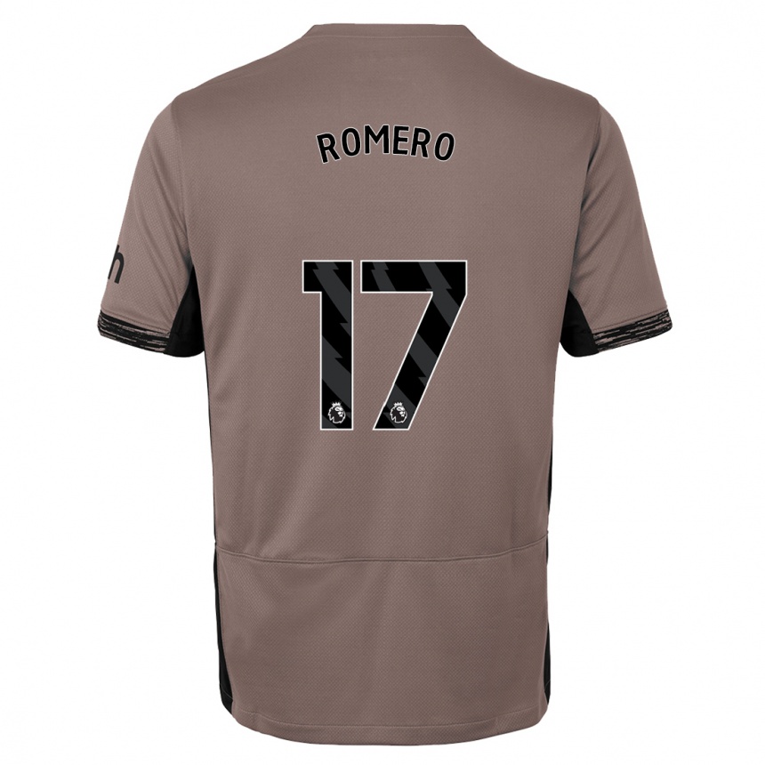 Niño Fútbol Camiseta Cristian Romero #17 Beige Obscuro Equipación Tercera 2023/24 Perú