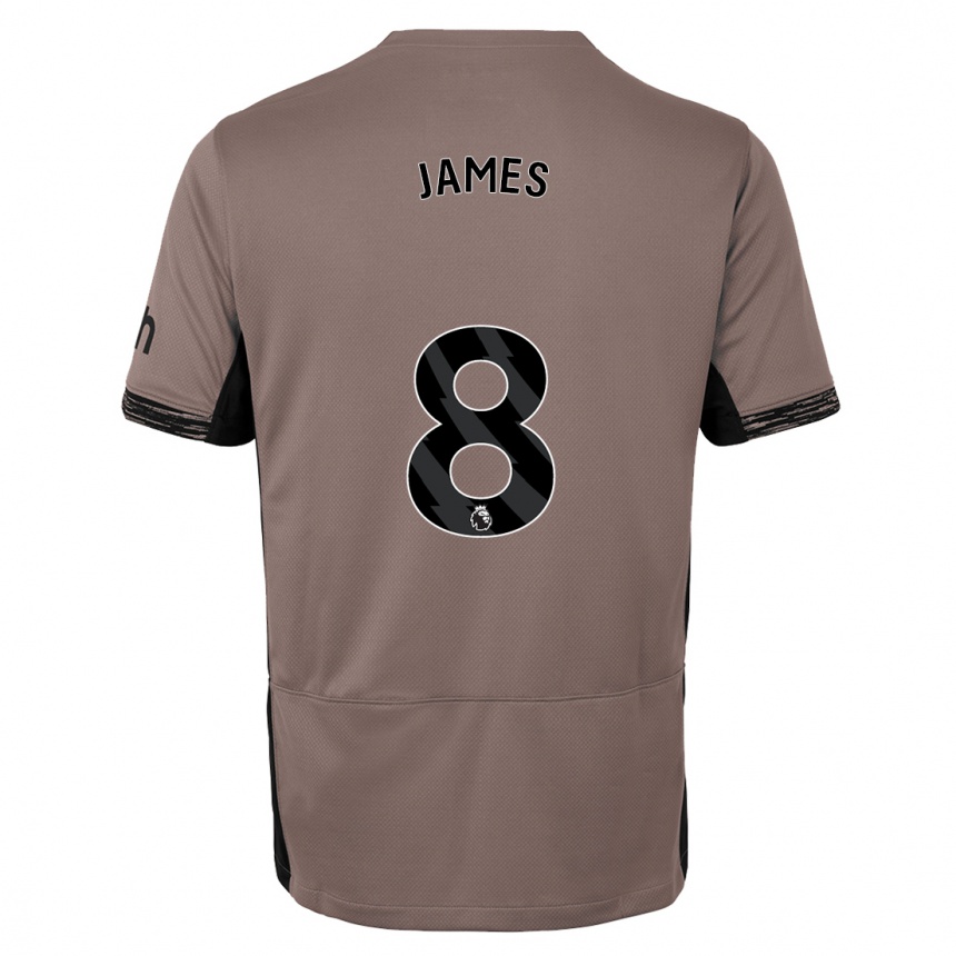 Niño Fútbol Camiseta Angharad James #8 Beige Obscuro Equipación Tercera 2023/24 Perú